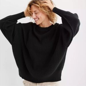 Aerie Cozy Oversized Chunky Black Sweater